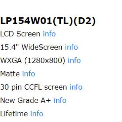 ال سی دی لپ تاپ  ۱۵.۴ (LG LP154W01 (TL)-(D2 ضخیم ۳۰ پین مات با های ولتاژ خودش